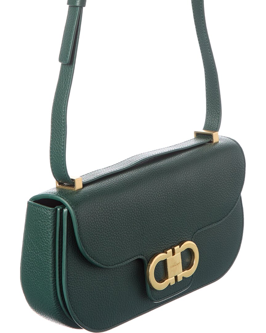 Ferragamo Gancini Double Leather Shoulder Bag