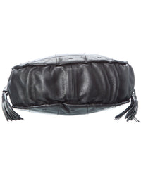 Chanel Chanel Black Quilted Lambskin Leather Stitched Fringe Hobo Bag (Authentic