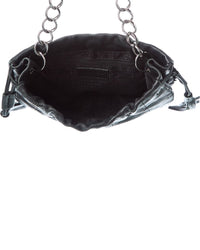 Chanel Chanel Black Quilted Lambskin Leather Stitched Fringe Hobo Bag (Authentic