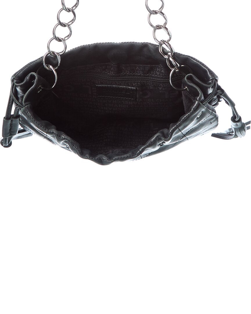 Chanel Chanel Black Quilted Lambskin Leather Stitched Fringe Hobo Bag (Authentic