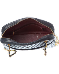 Chanel Chanel Navy Quilted Lambskin Chevron Leather Camera Case (Authentic Pre-Loved)