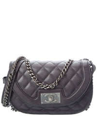 Chanel Chanel Black Quilted Shiny Goatskin Leather Small Messenger Bag (Authentic