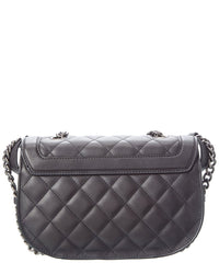 Chanel Chanel Black Quilted Shiny Goatskin Leather Small Messenger Bag (Authentic