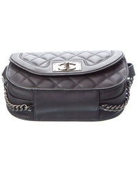 Chanel Chanel Black Quilted Shiny Goatskin Leather Small Messenger Bag (Authentic
