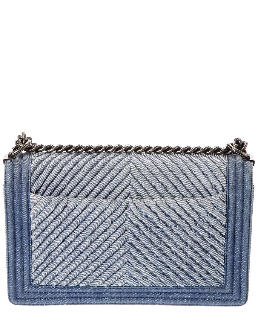 Chanel Chanel Blue Denim Chevron Large Boy Bag (Authentic Pre-Loved)