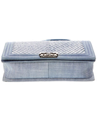 Chanel Chanel Blue Denim Chevron Large Boy Bag (Authentic Pre-Loved)