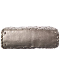 Chanel Chanel Gray/Silver Quilted Leather Medium Chain Me Hobo (Authentic Pre-Loved)