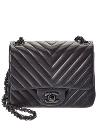 Chanel Chanel Black Sheepskin Leather Mini Classic 17 Cross Shoulder Bag (Authentic