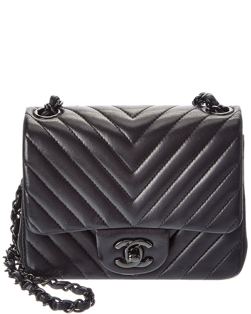 Chanel Chanel Black Sheepskin Leather Mini Classic 17 Cross Shoulder Bag (Authentic