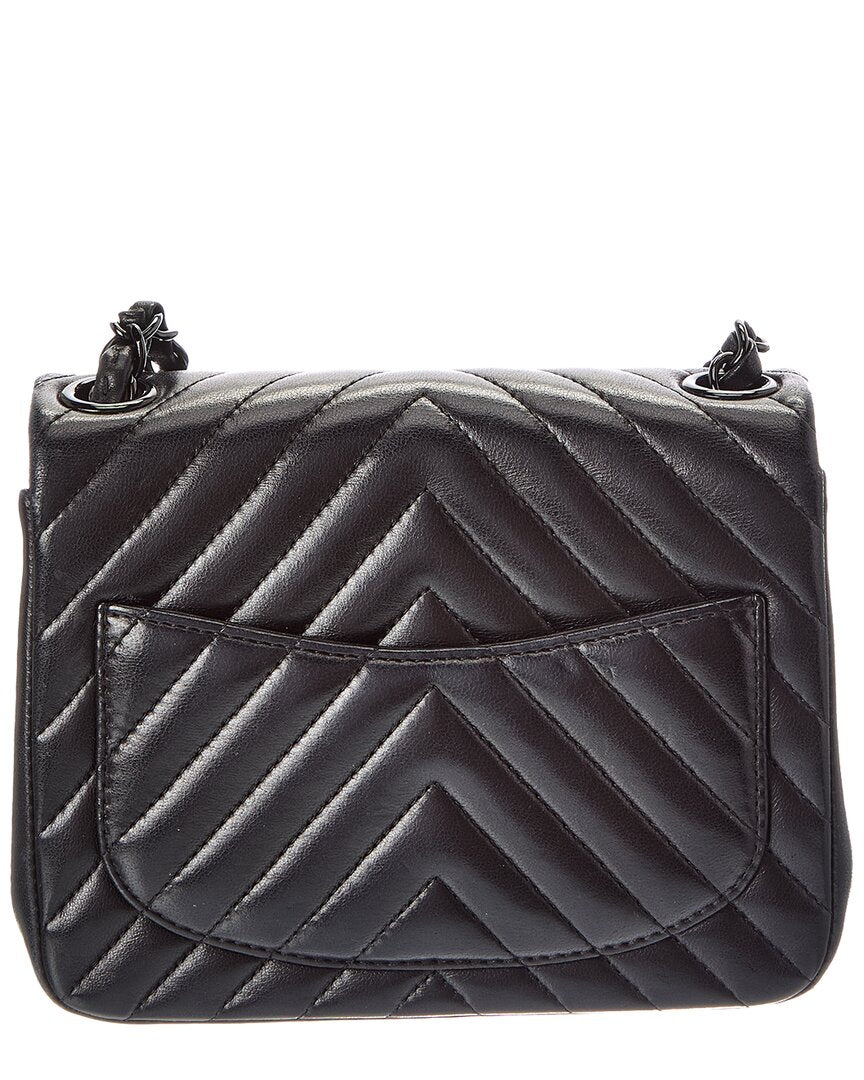 Chanel Chanel Black Sheepskin Leather Mini Classic 17 Cross Shoulder Bag (Authentic