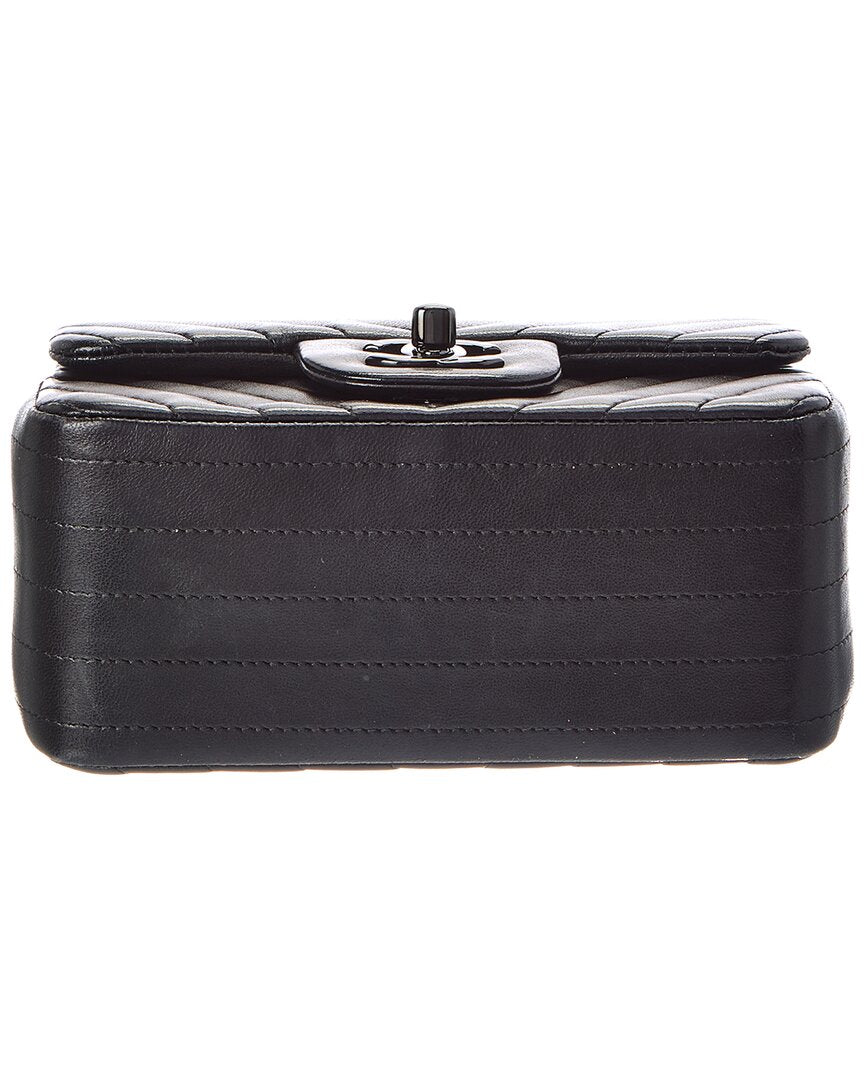 Chanel Chanel Black Sheepskin Leather Mini Classic 17 Cross Shoulder Bag (Authentic