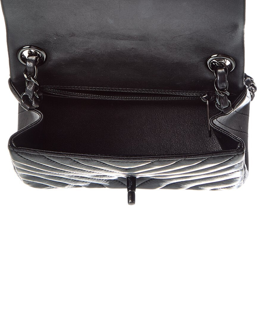 Chanel Chanel Black Sheepskin Leather Mini Classic 17 Cross Shoulder Bag (Authentic