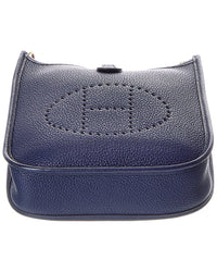 Hermès Hermès Blue Clemence Leather Evelyne Tpm Golden Shoulder Bag (Authentic
