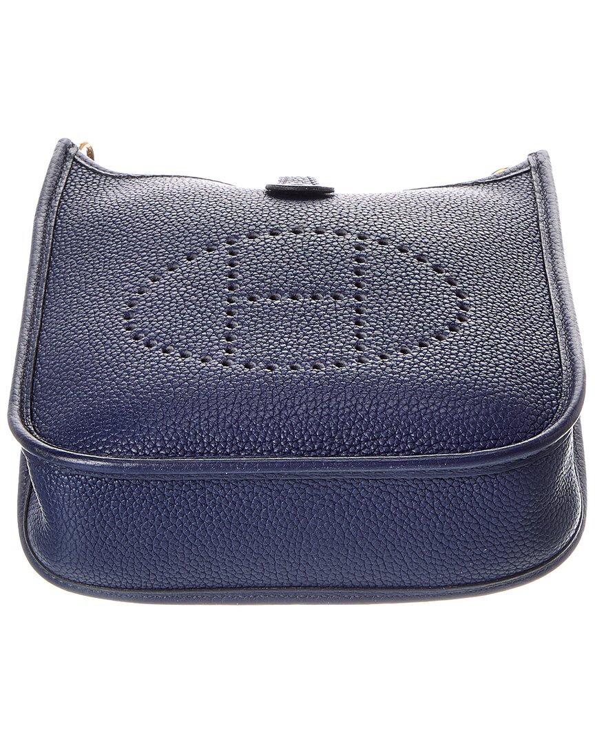 Hermès Hermès Blue Clemence Leather Evelyne Tpm Golden Shoulder Bag (Authentic