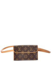 Louis Vuitton Louis Vuitton Brown Monogram Canvas Pochette Florentine Size M Belt (Authentic
