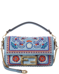 FENDI Fendi Baguette Mini Denim Shoulder Bag