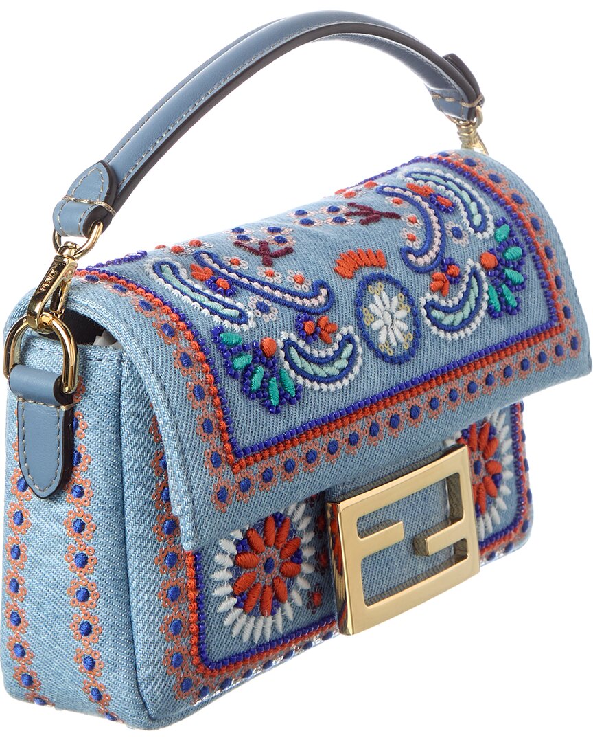 FENDI Fendi Baguette Mini Denim Shoulder Bag