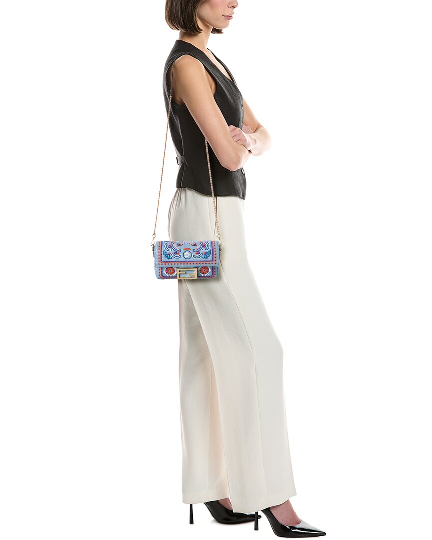 FENDI Fendi Baguette Mini Denim Shoulder Bag