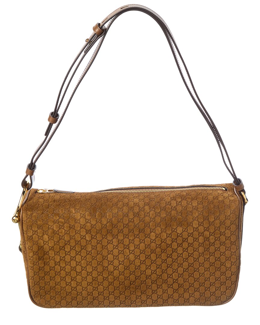 Gucci Gucci Horsebit Medium Suede Shoulder Bag
