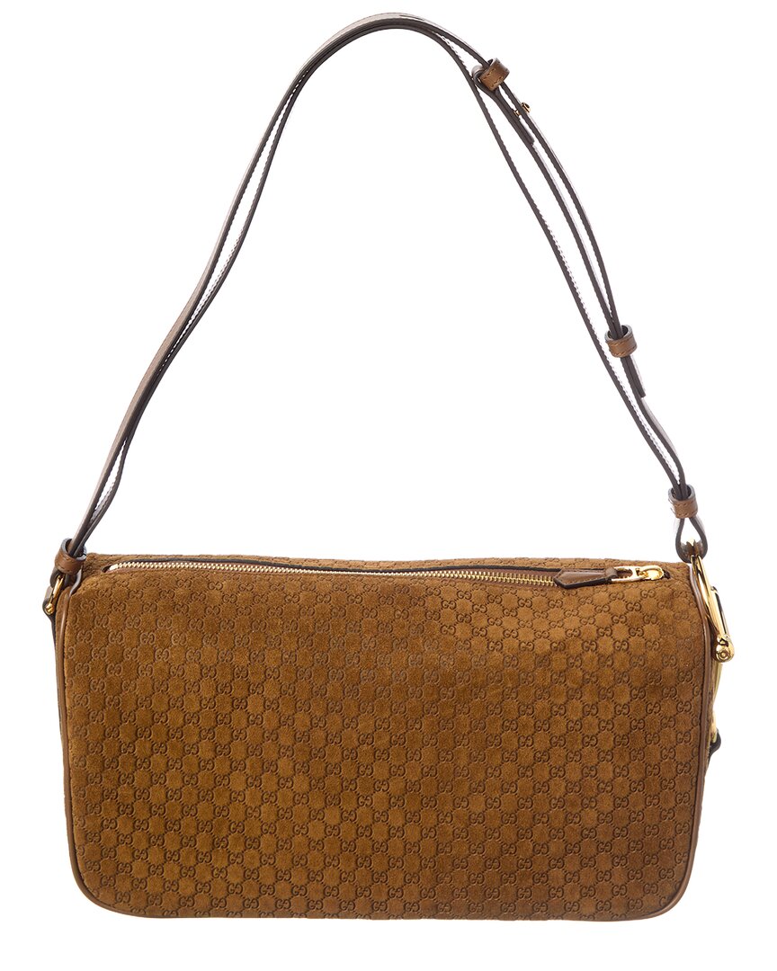 Gucci Gucci Horsebit Medium Suede Shoulder Bag