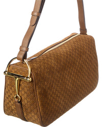 Gucci Gucci Horsebit Medium Suede Shoulder Bag