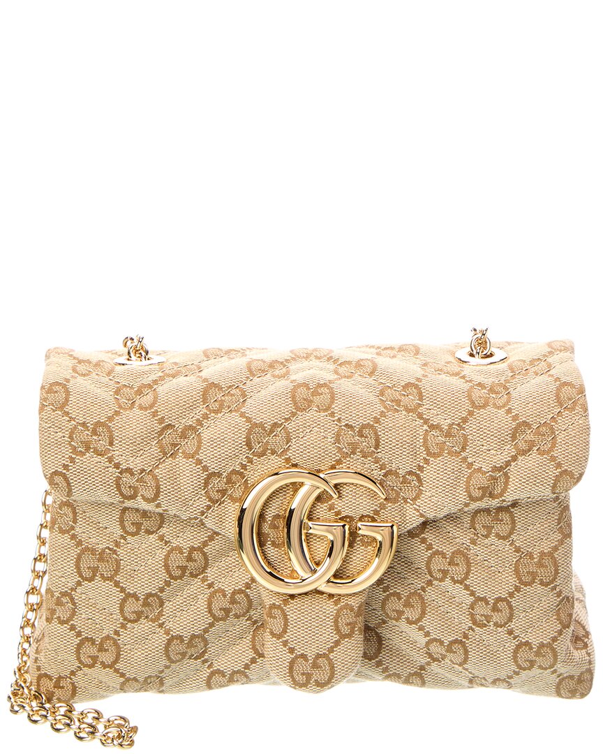 Gucci Gucci Gg Marmont Mini Gg Canvas & Leather Shoulder Bag