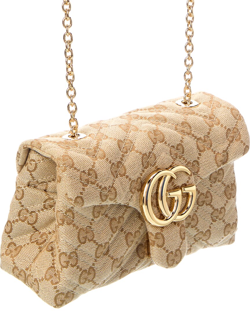 Gucci Gucci Gg Marmont Mini Gg Canvas & Leather Shoulder Bag