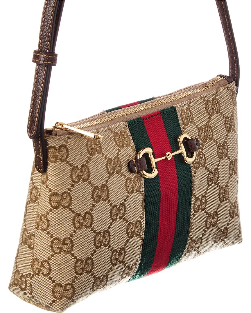 Gucci Gucci Horsebit Web Gg Canvas & Leather Shoulder Bag