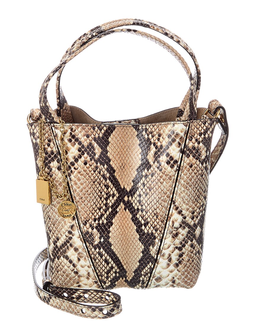 Chloé Chloé Spin Small Python-Embossed Leather Bucket Bag