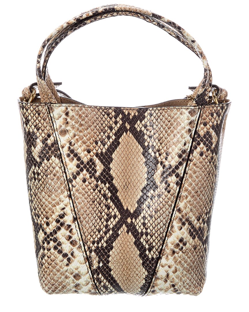 Chloé Chloé Spin Small Python-Embossed Leather Bucket Bag