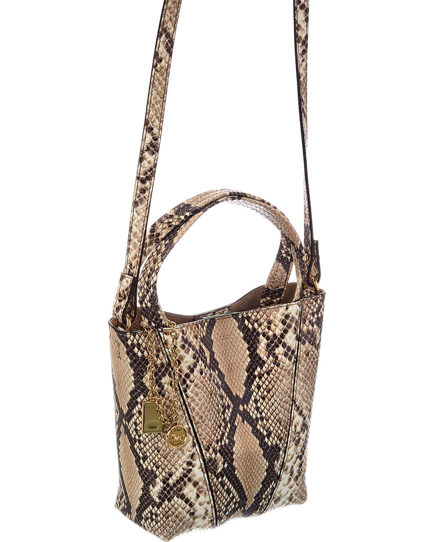 Chloé Chloé Spin Small Python-Embossed Leather Bucket Bag