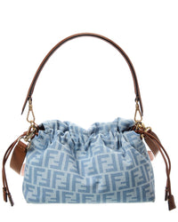 FENDI Fendi Mamma Baguette Medium Ff Denim & Leather Shoulder Bag