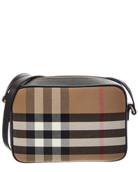 Burberry Check Canvas & Leather Shoulder Bag