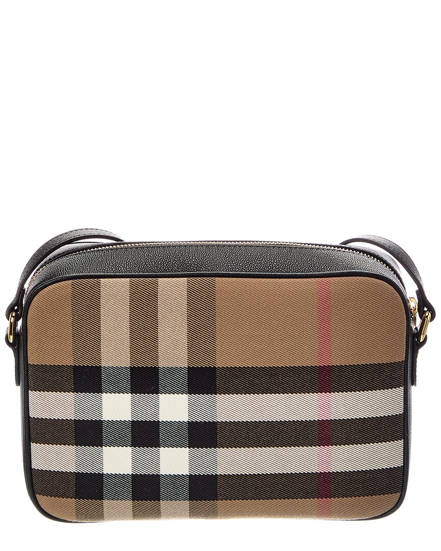 Burberry Check Canvas & Leather Shoulder Bag