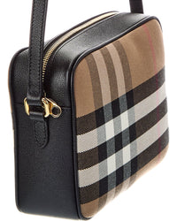 Burberry Check Canvas & Leather Shoulder Bag