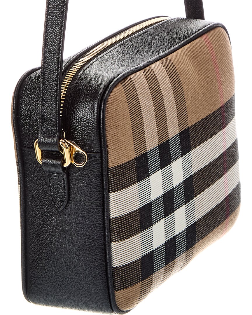 Burberry Check Canvas & Leather Shoulder Bag