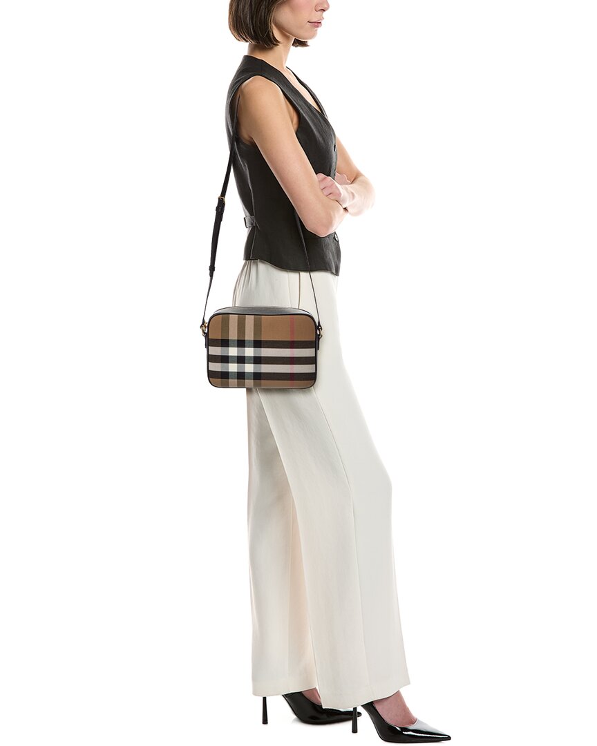 Burberry Check Canvas & Leather Shoulder Bag