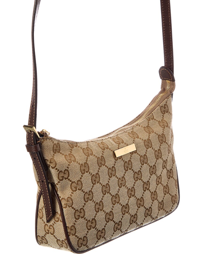Gucci Gucci Lady Lunetta Small Gg Canvas & Leather Shoulder Bag