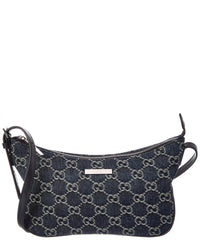 Gucci Gucci Lady Lunetta Small Gg Denim & Leather Shoulder Bag