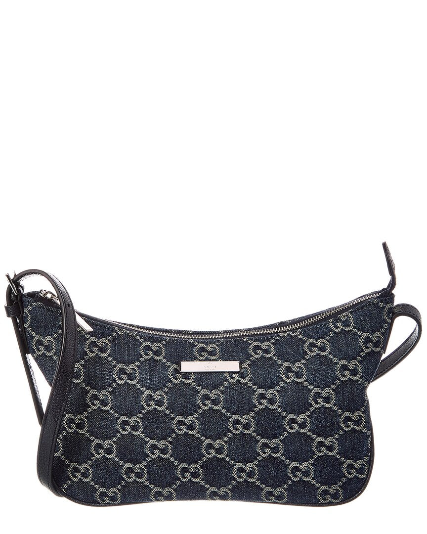Gucci Gucci Lady Lunetta Small Gg Denim & Leather Shoulder Bag