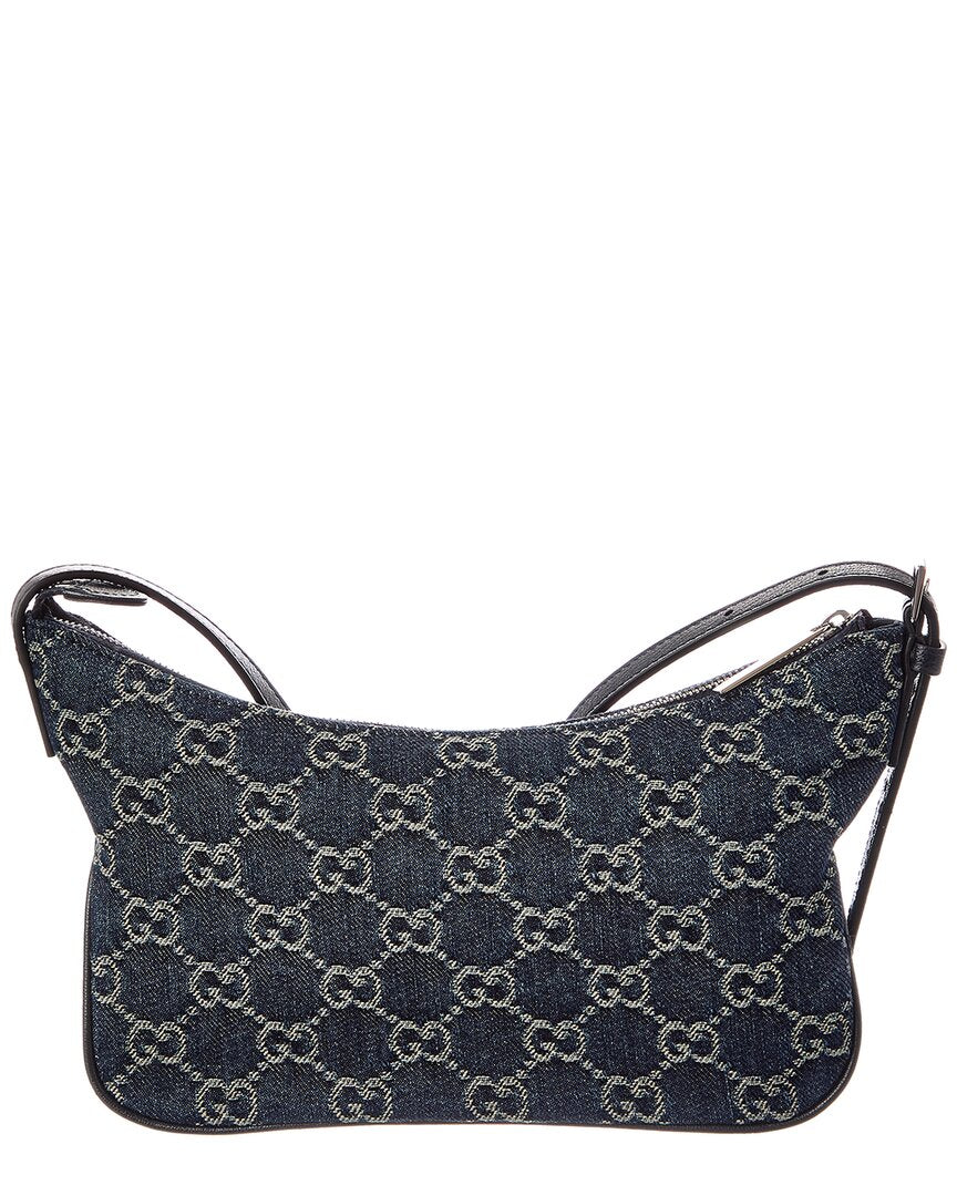 Gucci Gucci Lady Lunetta Small Gg Denim & Leather Shoulder Bag