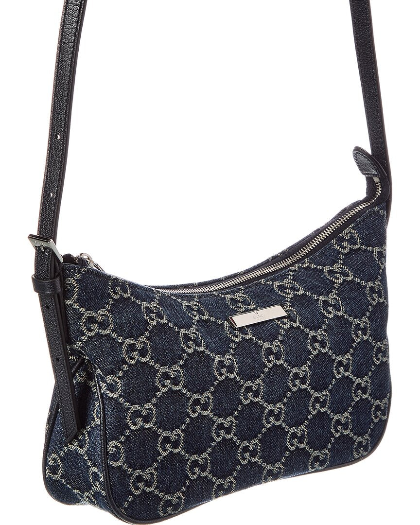 Gucci Gucci Lady Lunetta Small Gg Denim & Leather Shoulder Bag