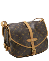 Louis Vuitton Louis Vuitton Brown Monogram Coated Canvas & Vachetta Leather Saumur 30