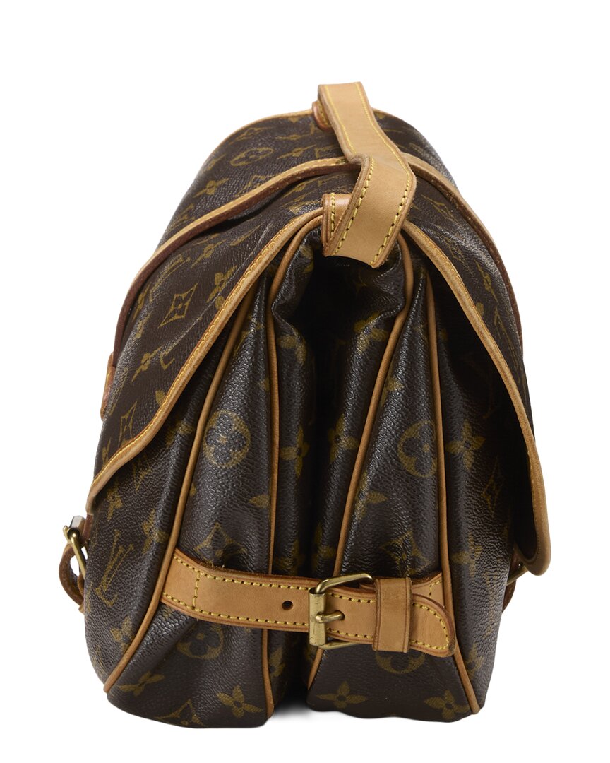 Louis Vuitton Louis Vuitton Brown Monogram Coated Canvas & Vachetta Leather Saumur 30