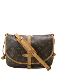 Louis Vuitton Louis Vuitton Brown Monogram Coated Canvas & Vachetta Leather Saumur 30