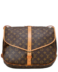 Louis Vuitton Louis Vuitton Brown Monogram Coated Canvas & Vachetta Leather Saumur 35