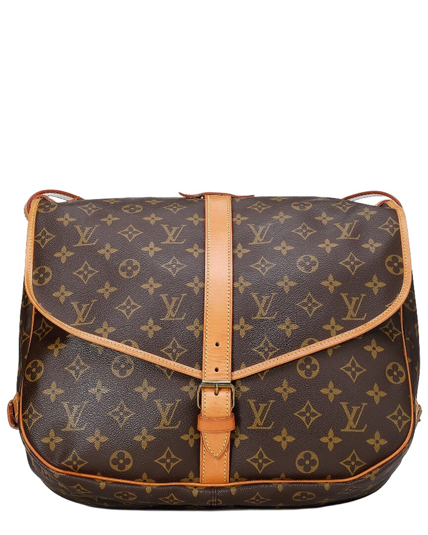 Louis Vuitton Louis Vuitton Brown Monogram Coated Canvas & Vachetta Leather Saumur 35