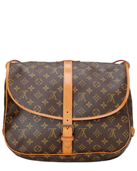 Louis Vuitton Louis Vuitton Brown Monogram Coated Canvas & Vachetta Leather Saumur 35