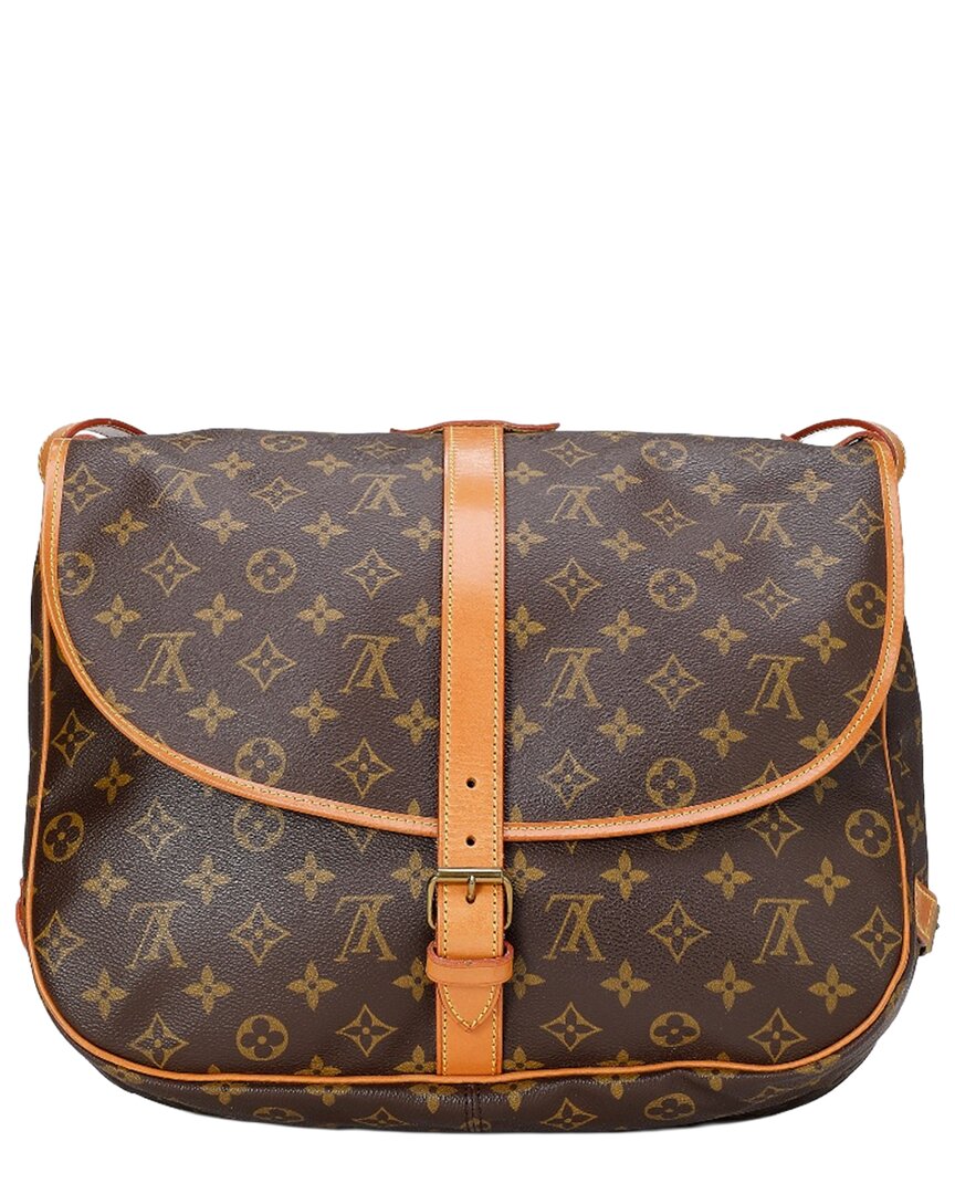 Louis Vuitton Louis Vuitton Brown Monogram Coated Canvas & Vachetta Leather Saumur 35