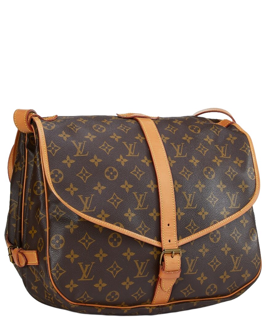 Louis Vuitton Louis Vuitton Brown Monogram Coated Canvas & Vachetta Leather Saumur 35